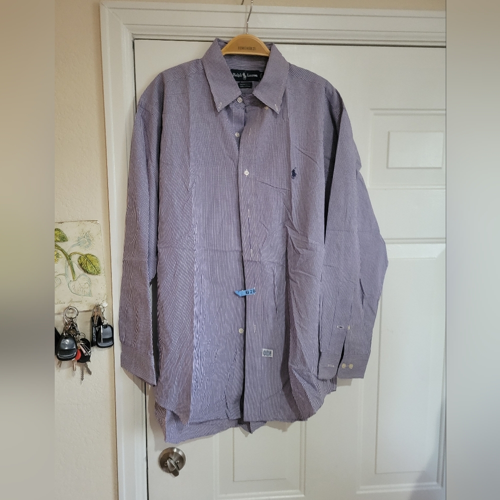 Ralph Lauren Purple Button-Up Shirt Plaid Mens Large Classic